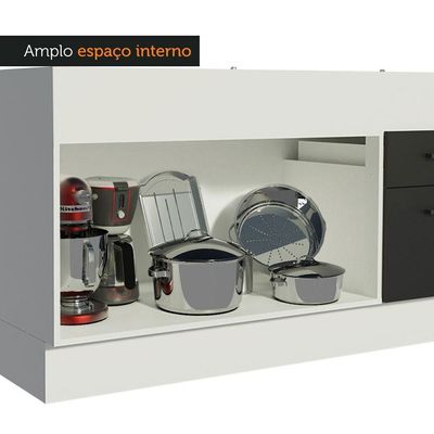 Balcão De Pia 150 Cm 2 Portas E 2 Gavetas Branco/Preto