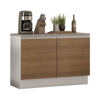 Balcão de Pia Madesa Glamy 120Cm 2 Porta Tampo Branco Rustic
