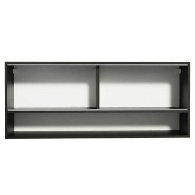 Armário Aéreo 2 Portas De Correr De Vidro 1 Nicho Preto