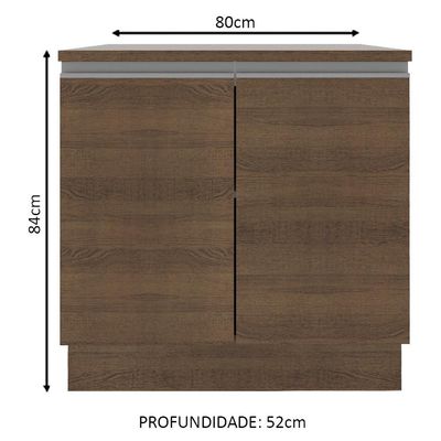 Balcão Glamy 80cm 2 Portas Rustic Madesa