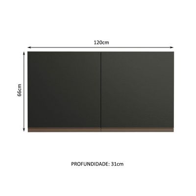 Armário Aéreo Reims 120cm 2 Portas Preto Madesa