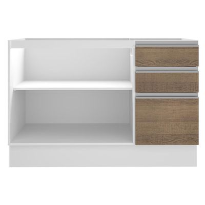 Balcão de Pia Glamy Branco/Rustic 2 Portas 3 Gavetas Madesa