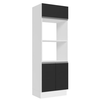 Torre Quente 100% Mdf 70 Cm Para 2 Fornos Branco/preto