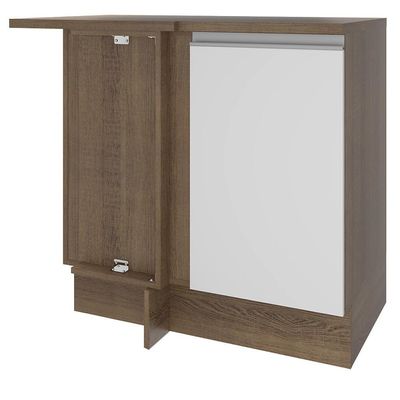 Balcão de Canto Glamy 1 Porta Rustic e Branco Madesa