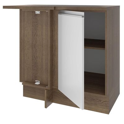 Balcão de Canto Glamy 1 Porta Rustic e Branco Madesa