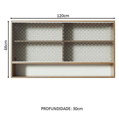 Armário Aéreo Glamy 2 Portas Quadrato 1 Nicho Rustic Madesa