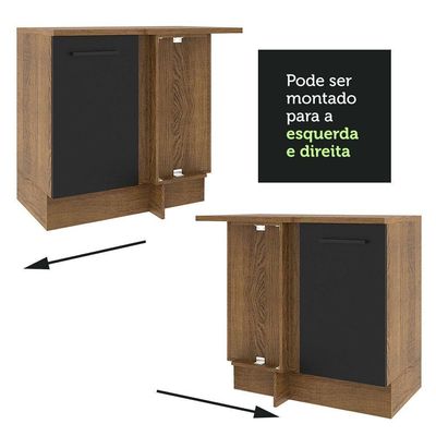 Balcão de Canto Madesa Agata 1 Porta Rustico Preto