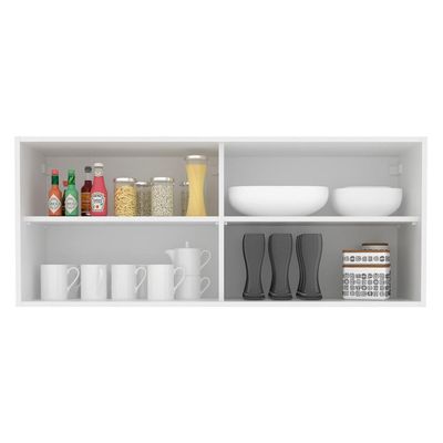 Armário Aéreo Glamy 2 Portas de Vidro Quadrato Branco Madesa