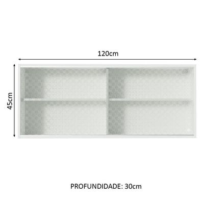 Armário Aéreo Glamy 2 Portas de Vidro Quadrato Branco Madesa
