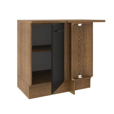 Balcão de Canto Madesa Agata 1 Porta Rustico Preto