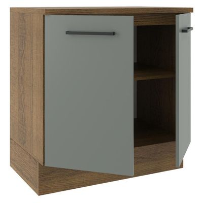 Balcão Madesa Agata 80 cm 2 Portas - Rustic/Cinza