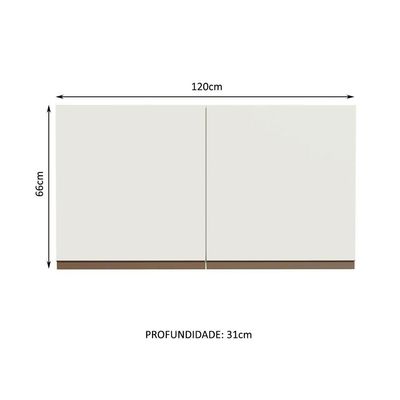 Armário Aéreo Reims 120cm 2 Portas Branco Madesa
