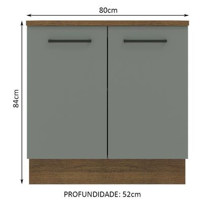 Balcão Madesa Agata 80 cm 2 Portas - Rustic/Cinza