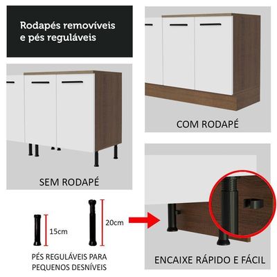 Balcão De Pia Cozinha 1 Porta E 2 Gavetas (com Tampo) Rustic/branco Agata Madesa Rustic/branco