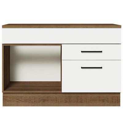 Balcão De Pia Cozinha 1 Porta E 2 Gavetas (com Tampo) Rustic/branco Agata Madesa Rustic/branco