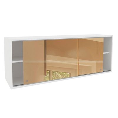 Armário Aéreo Glamy 2 Portas de Correr de Vidro Branco