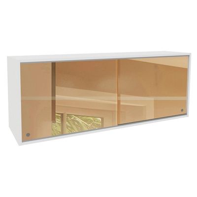 Armário Aéreo Glamy 2 Portas de Correr de Vidro Branco