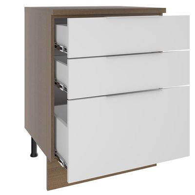 Balcão Stella 3 Gavetas Rustic/branco Madesa