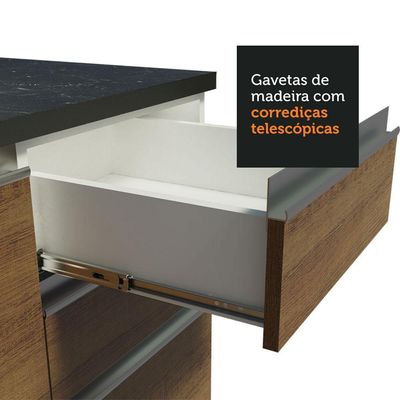 Balcão De Pia Cozinha 100% Mdf 120 Cm 3 Portas E 2 Gavetas Branco/rustic Acordes Madesa