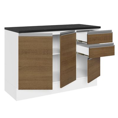 Balcão De Pia Cozinha 100% Mdf 120 Cm 3 Portas E 2 Gavetas Branco/rustic Acordes Madesa