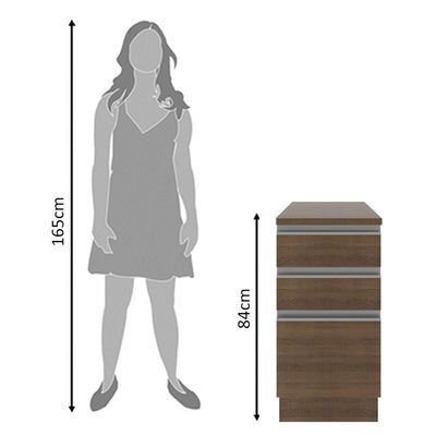 Balcão Glamy 40cm 3 Gavetas Rustic Madesa