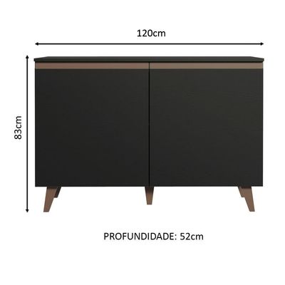 Balcão de Pia Reims 2 Portas Preto Madesa