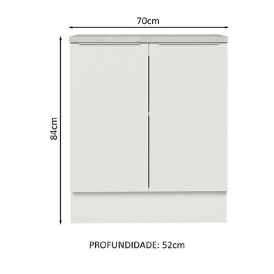 Balcão de Cozinha Stella 70cm 2 Portas Branco