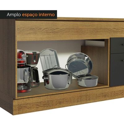 Balcão De Pia 150 Cm 2 Portas E 2 Gavetas Rustic/Preto