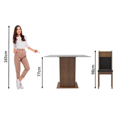 Sala de Jantar Moni Mesa Tampo de Vidro 2 Cadeiras Madesa