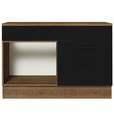 Balcão De Pia Cozinha 1 Porta E 2 Gavetas (com Tampo) Rustic/preto Agata Madesa Rustic/preto
