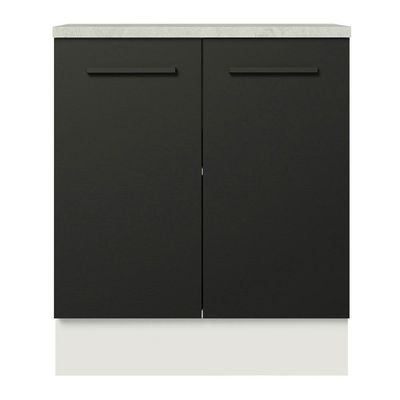 Balcão de Cozinha Agata 70cm 2 Portas Branco Preto