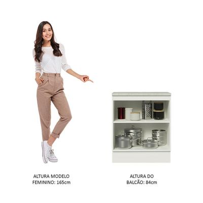 Balcão de Cozinha Stella 70cm 2 Portas Branco