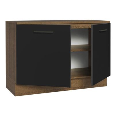 Balcão De Pia Cozinha 2 Portas (com Tampo) Rustic/preto Agata Madesa Rustic/preto