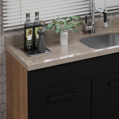 Balcão Gabinete De Pia Madesa Agata 150 Cm 2 Portas E 2 Gavetas (sem Tampo E Pia) - Rustic/preto