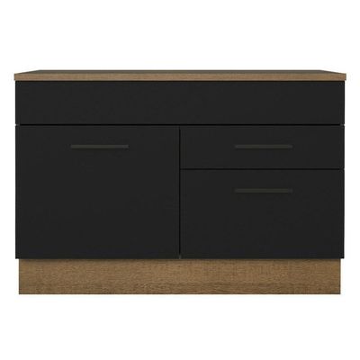 Balcão De Pia Cozinha 1 Porta E 2 Gavetas (com Tampo) Rustic/preto Agata Madesa Rustic/preto