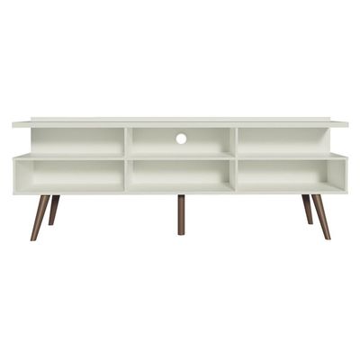 "Rack para TV até 65"" Madri com Pés de Madeira Branco Madesa"