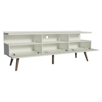 "Rack para TV até 65"" Madri com Pés de Madeira Branco Madesa"