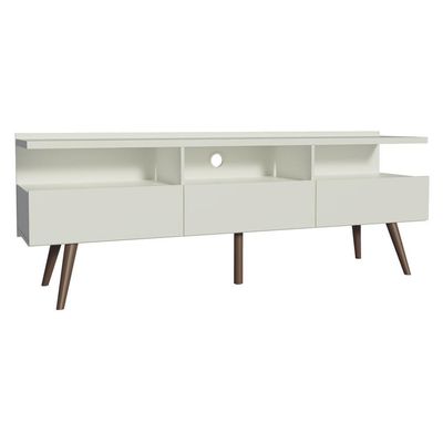 "Rack para TV até 65"" Madri com Pés de Madeira Branco Madesa"