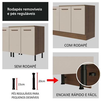 Balcão 40 Cm 1 Porta Rustic/crema Agata Madesa Rustic/crema