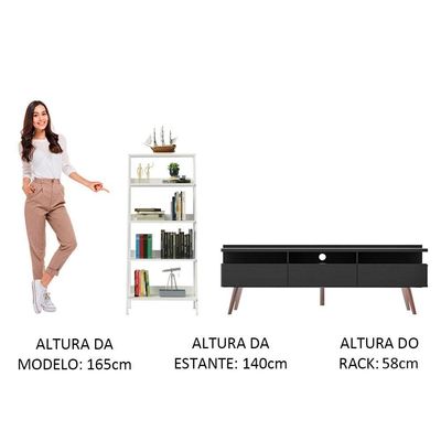 Rack para Tv até 65 Polegadas Estante Escada Preto branco