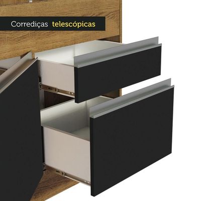 Balcão Pia Glamy 150Cm 2 Porta Gaveta sem Tampo Rustic Preto