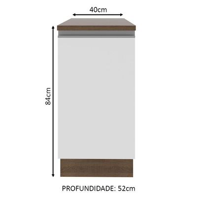 Balcão Madesa Glamy 40 Cm 1 Porta - Rustic/branco