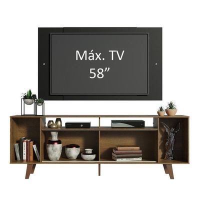 "Rack Madesa Painel para Tv Até 58"" com Pés Preto/rustic 7kd8"