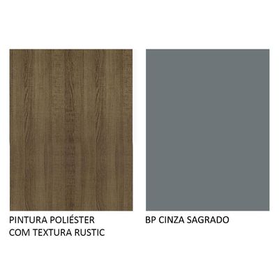 Balcão De Pia Cozinha 2 Portas E 3 Gavetas (com Tampo) Rustic/cinza Agata Madesa Rustic/cinza