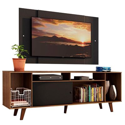 "Rack Madesa Painel para Tv Até 58"" com Pés Preto/rustic 7kd8"