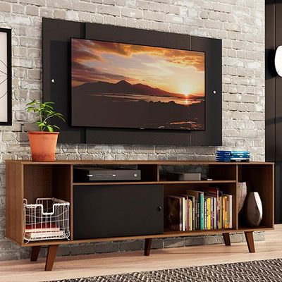 "Rack Madesa Painel para Tv Até 58"" com Pés Preto/rustic 7kd8"