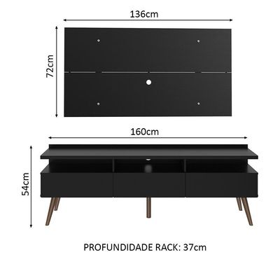 Rack Madesa Londres e Painel para Tv Até 55 Polegadas