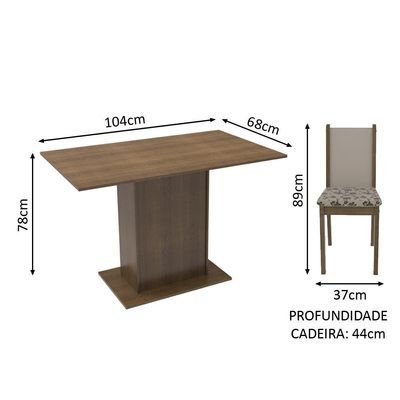 Sala de Jantar Talita Tampo de Madeira com 4 Cadeiras Madesa