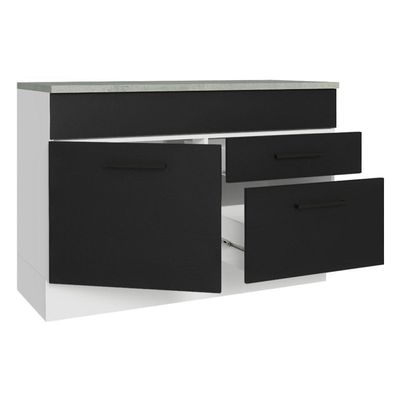 Balcão De Pia Cozinha 1 Porta E 2 Gavetas (com Tampo) Branco/preto Agata Madesa Branco/preto