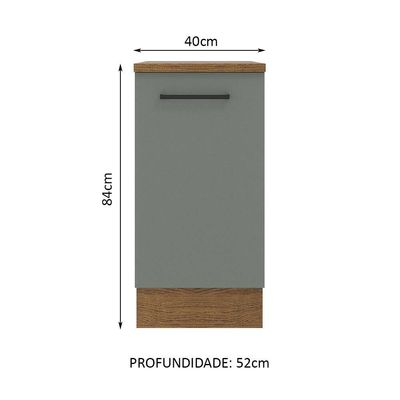 Balcão Madesa Agata 40 Cm 1 Porta Rustic Cinza